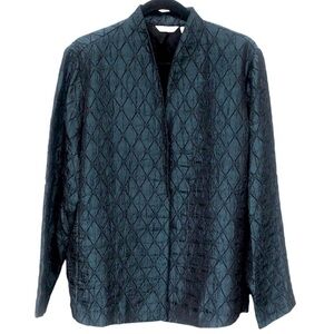 Laura Ashley Dark Teal Quilted Blazer Jacket